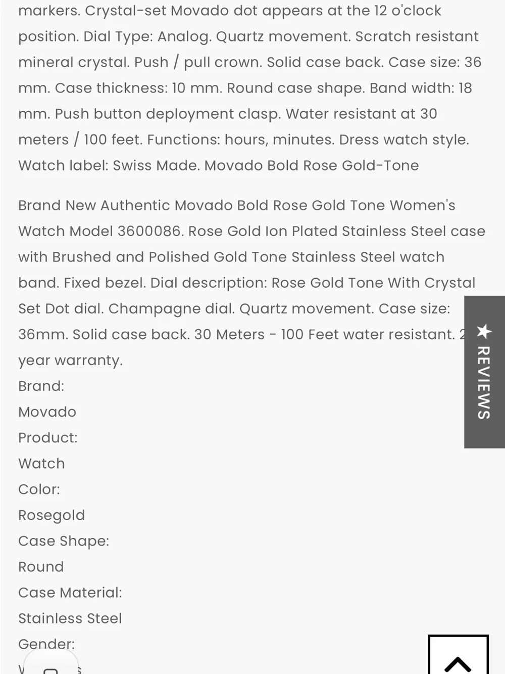 Movado Rose Gold-Tone Dial Steel Strap Watch